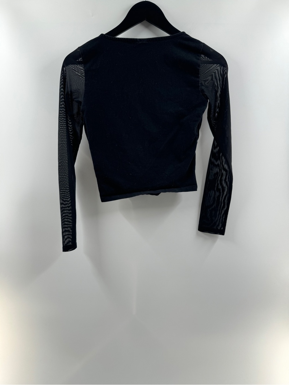 ASOS Design Black Mesh Sleeve Square Neck Top Women's Size 4 - Picture 6 of 8